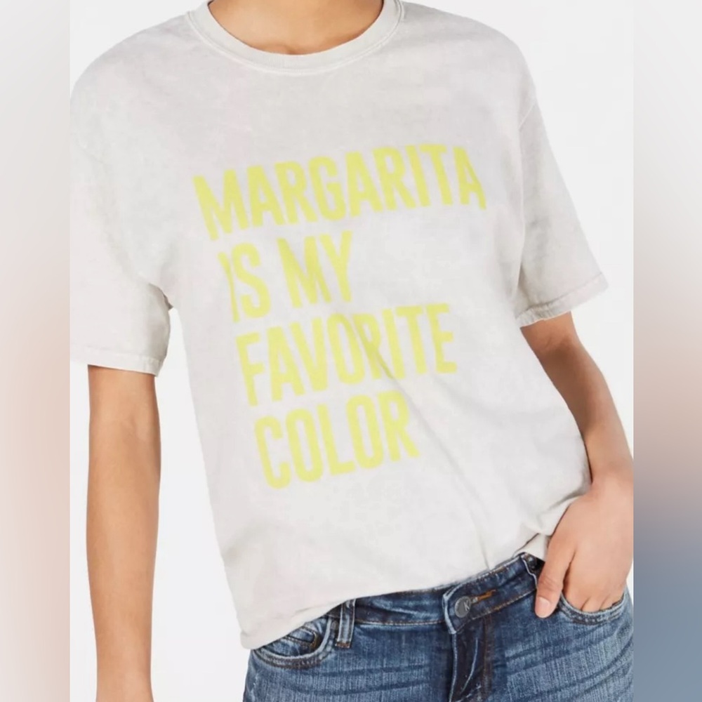 True Vintage MARGARITA IS MY FAVORITE COLOR Tan/Yellow Graphic Tee Size L. NWT.